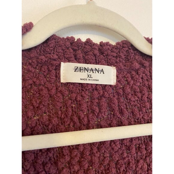 Zenana Soft Burgundy Open Front Textured Cardigan With Pockets Size XL - Picture 2 of 6